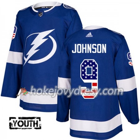 Dětské Hokejový Dres Tampa Bay Lightning Tyler Johnson 9 2017-2018 USA Flag Fashion Modrá Adidas Authentic